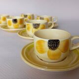 6 Gien "Sun" coffee cups
