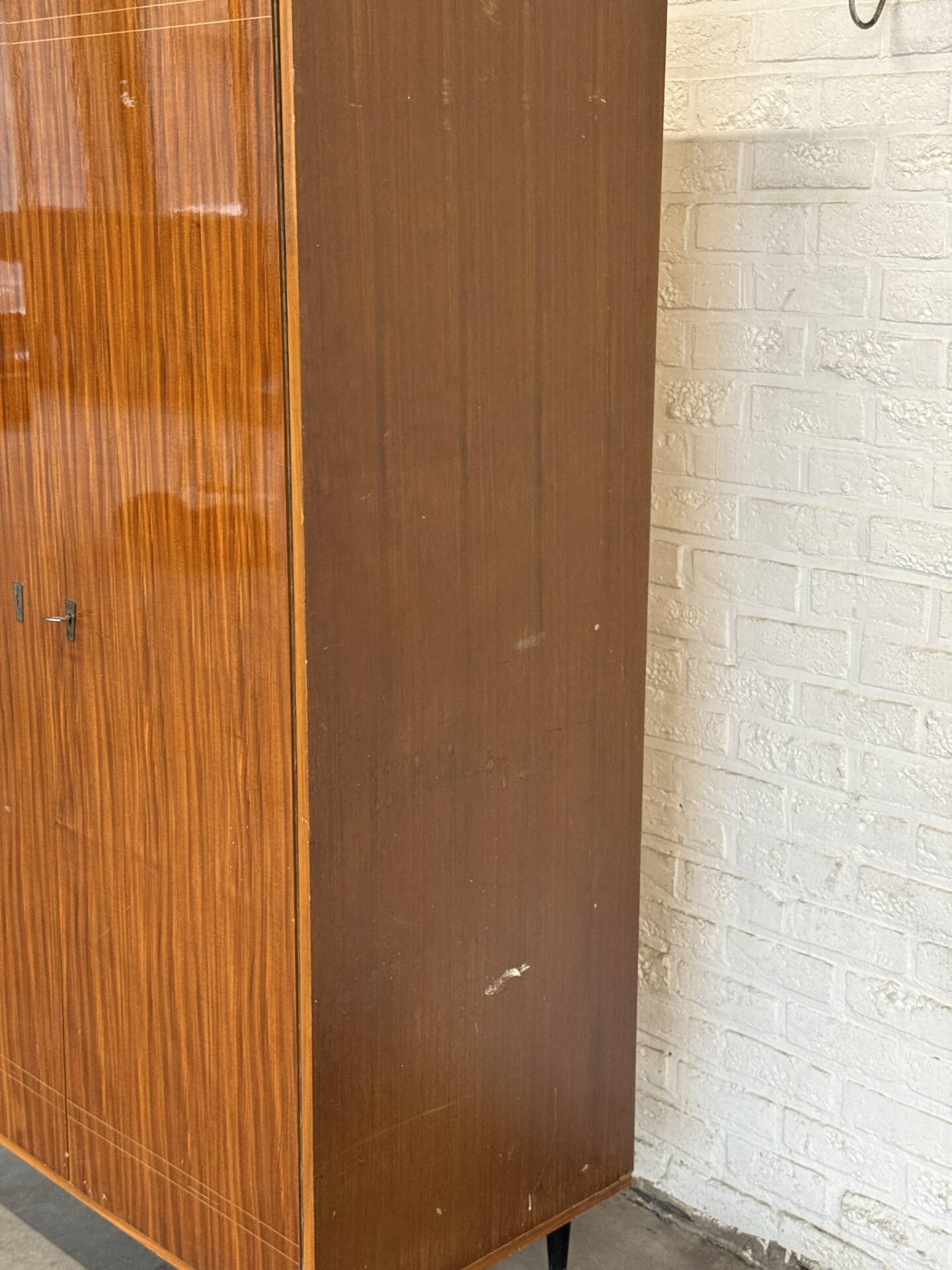Vintage RVD Belgian Mid-Century Wardrobe — Lacquered Rosewood Veneer &