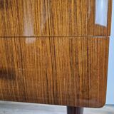 Mid Century Chest of Drawers in Mahogany, Brass and Glass