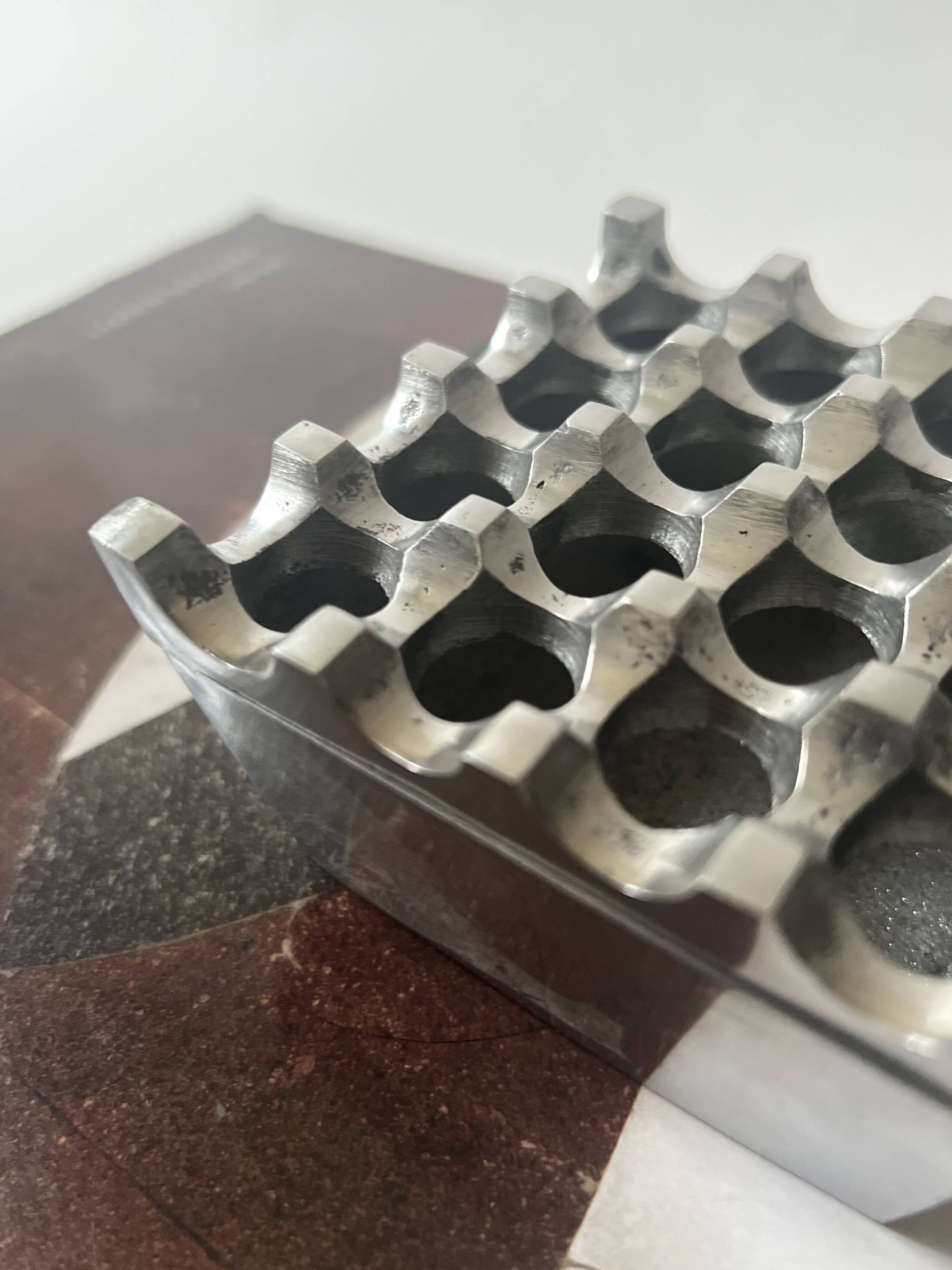 Cendrier midcentury en métal chromé style ultima 15, design 1970