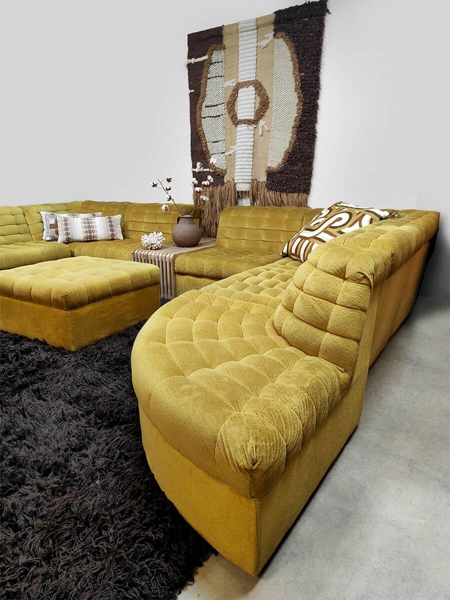Canapé modulaire vintage XXL Laauser « jaune doux »
