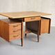 Bureau double à poignées gainées, France 1950