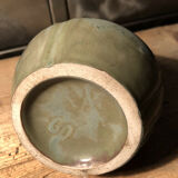Pitcher in ceramic flame bluish gray signed GP