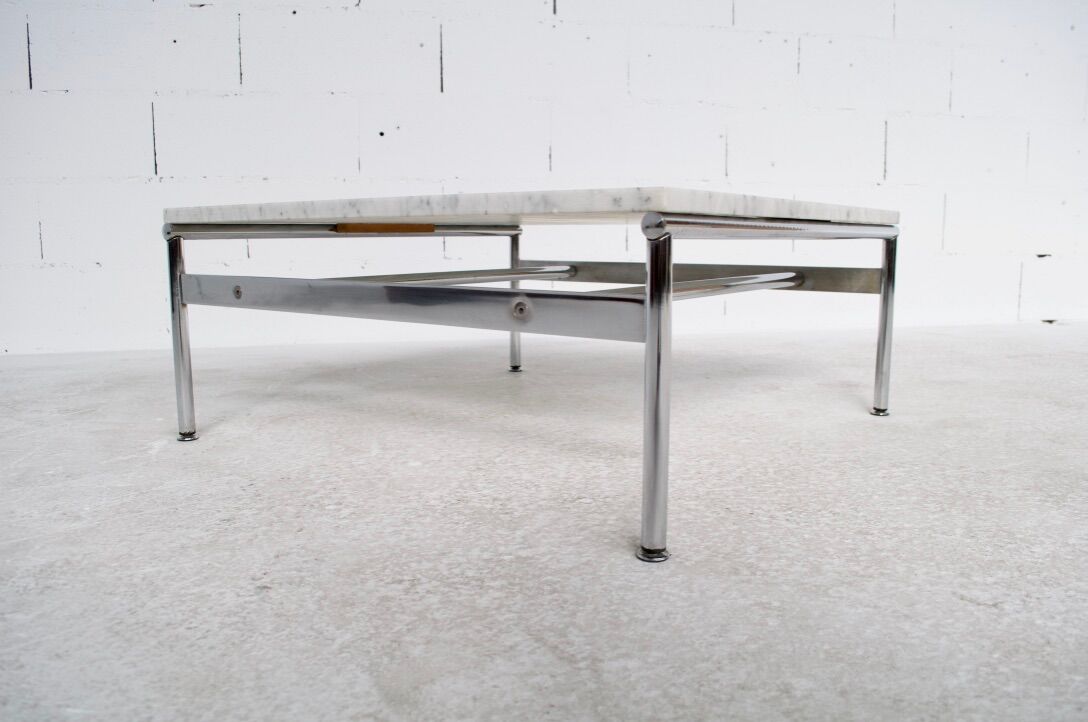 Table basse years 70' marble and chromium acier