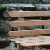 Large bench with solid wood backrest, 1930 Brittany