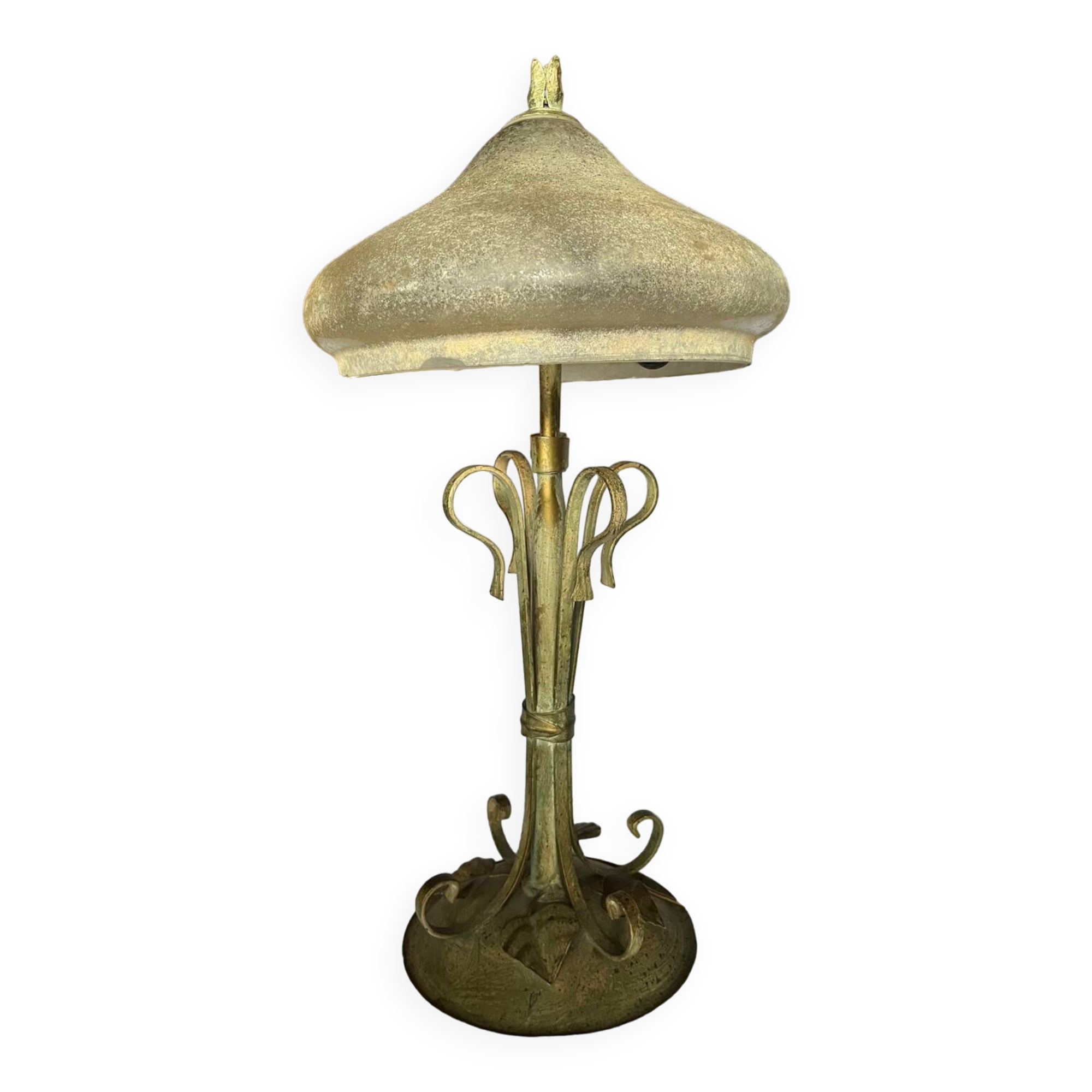 Vintage metal/glass mushroom table lamp