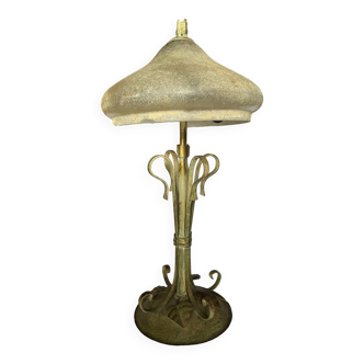 Vintage metal/glass mushroom table lamp