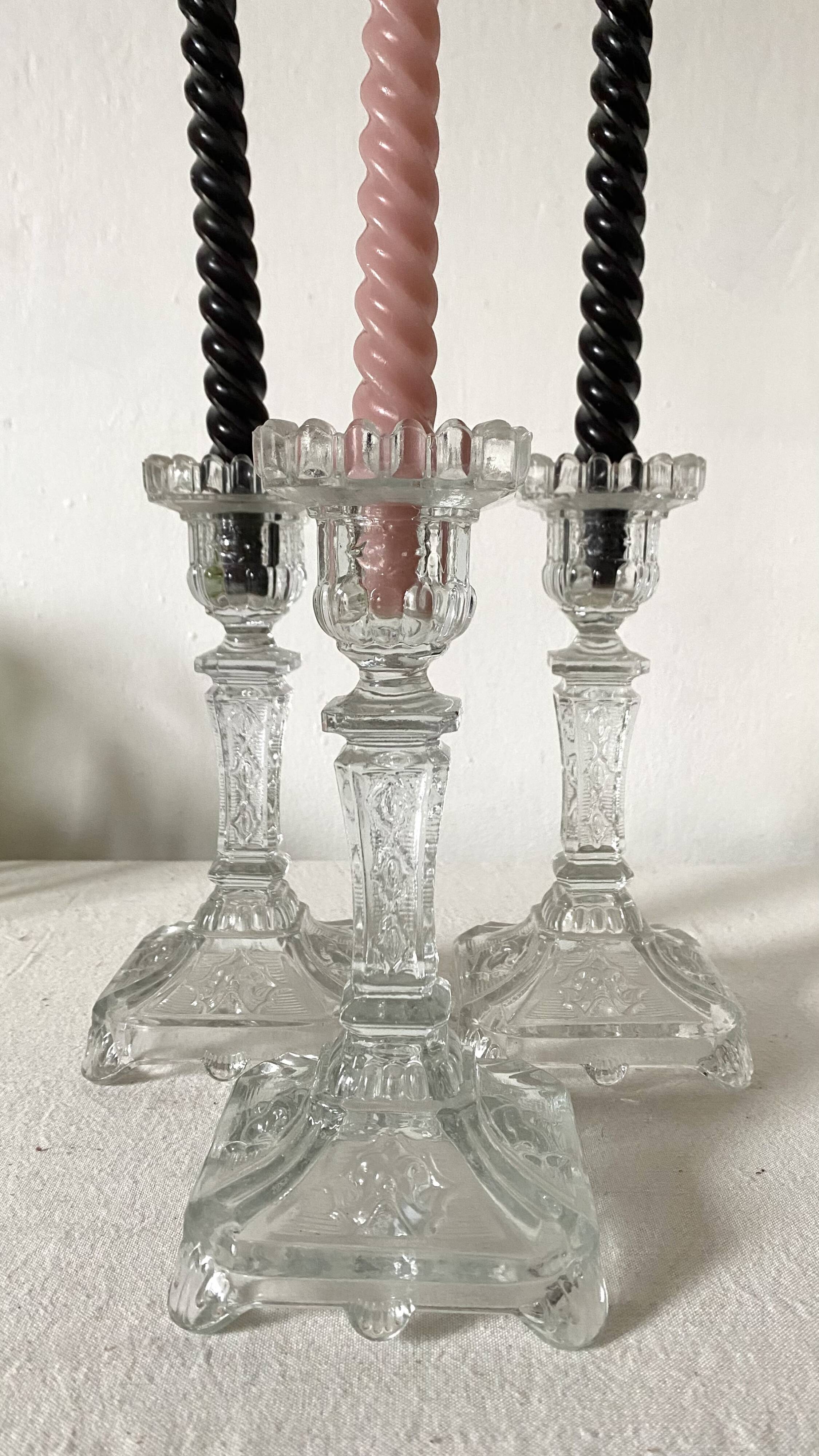 Molded glass candle holders X3