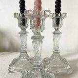 Molded glass candle holders X3