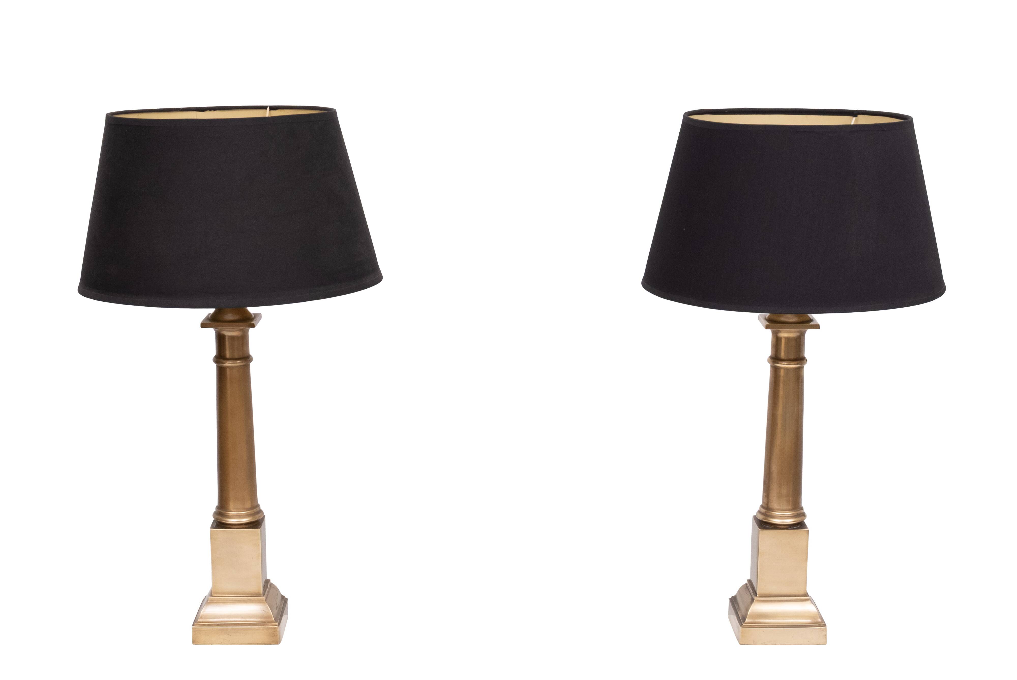 A set of Two Bronze Doric column table lamps 1960s France