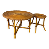 Pair of rattan side tables
