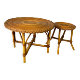 Pair of rattan side tables