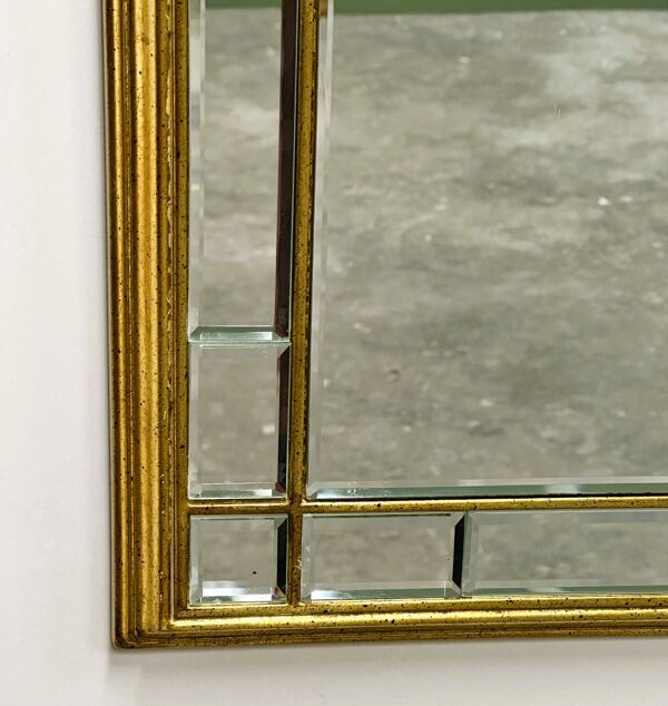 Grand miroir de luxe vintage à facettes avec cadre doré par Deknudt, années 1980.