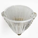 Attributed to Barovier & Toso Brass and "Reticello" Murano Glass Sconces