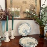 Set of 5 flat plates Longwy model azaleas Art Nouveau