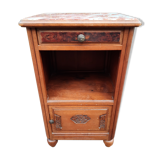 Bedside table chene and pink marble