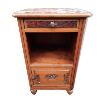 Bedside table chene and pink marble