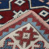 Pink & Blue Long Turkish Vintage Runner Rug, 80x398Cm