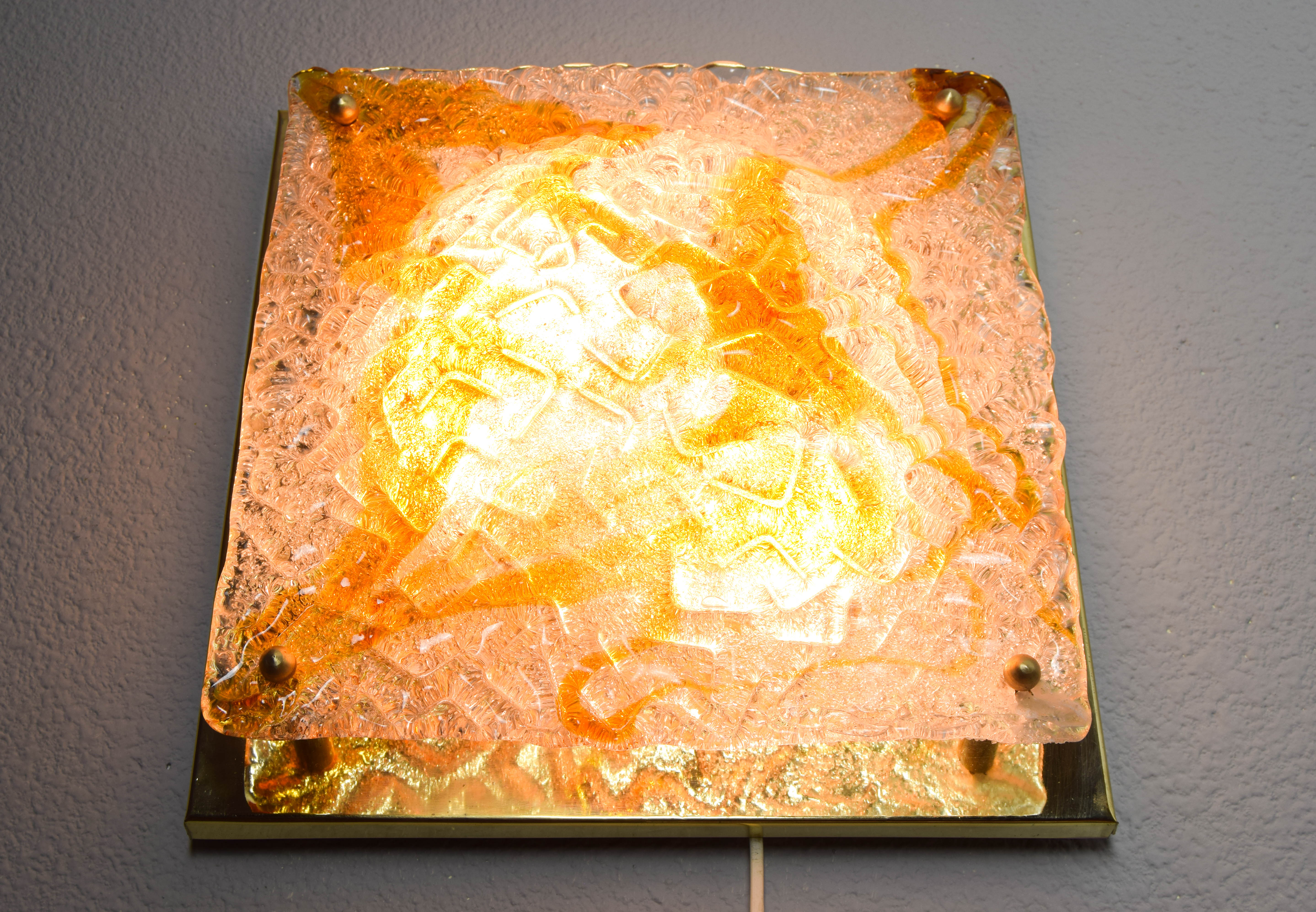 Mazzega Murano glass and brass wall lamp from the 60s