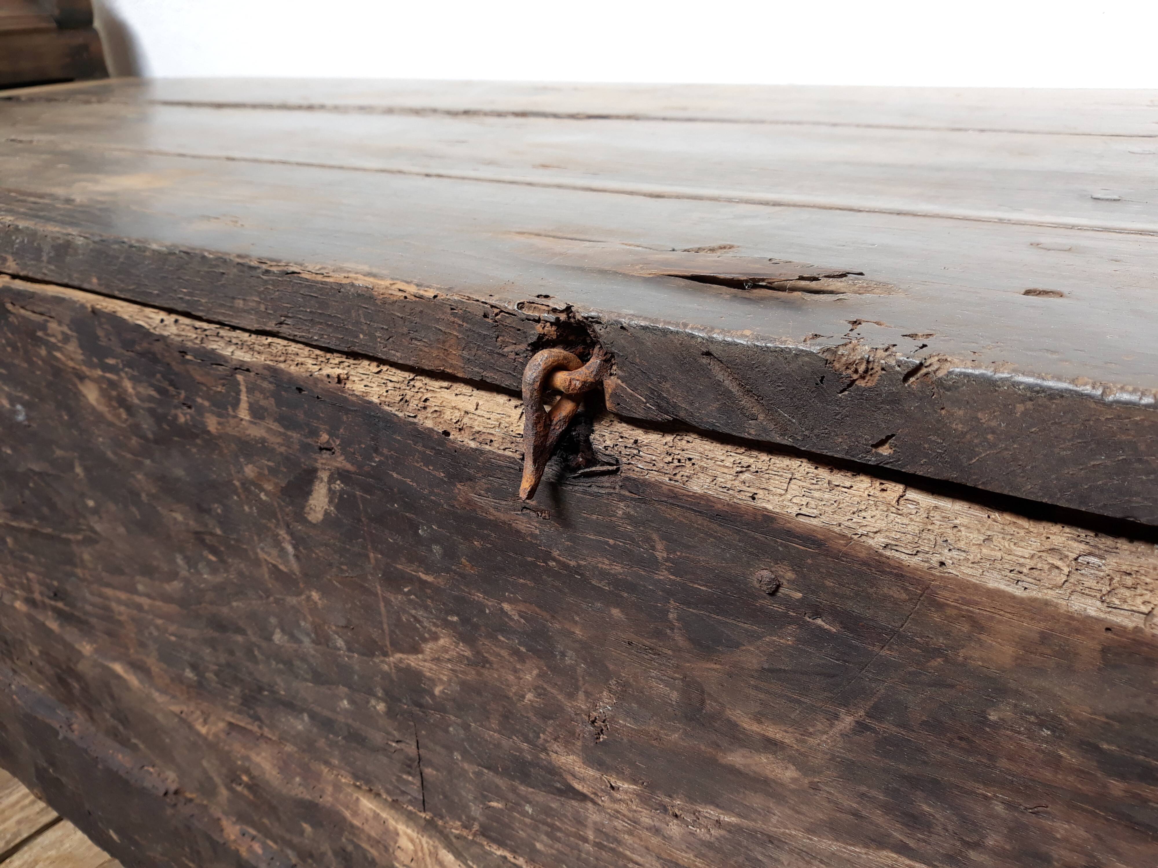 Church bench wooden chest 18th