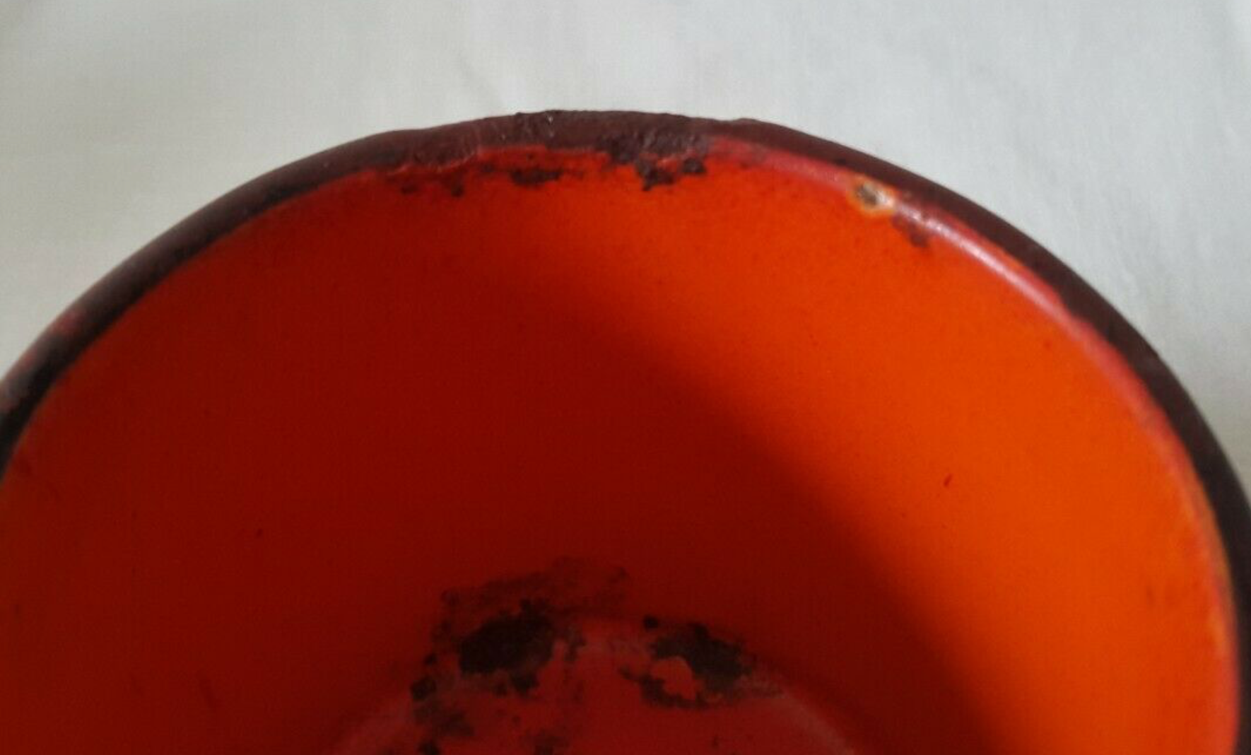 Vintage red metal pots kitchen storage