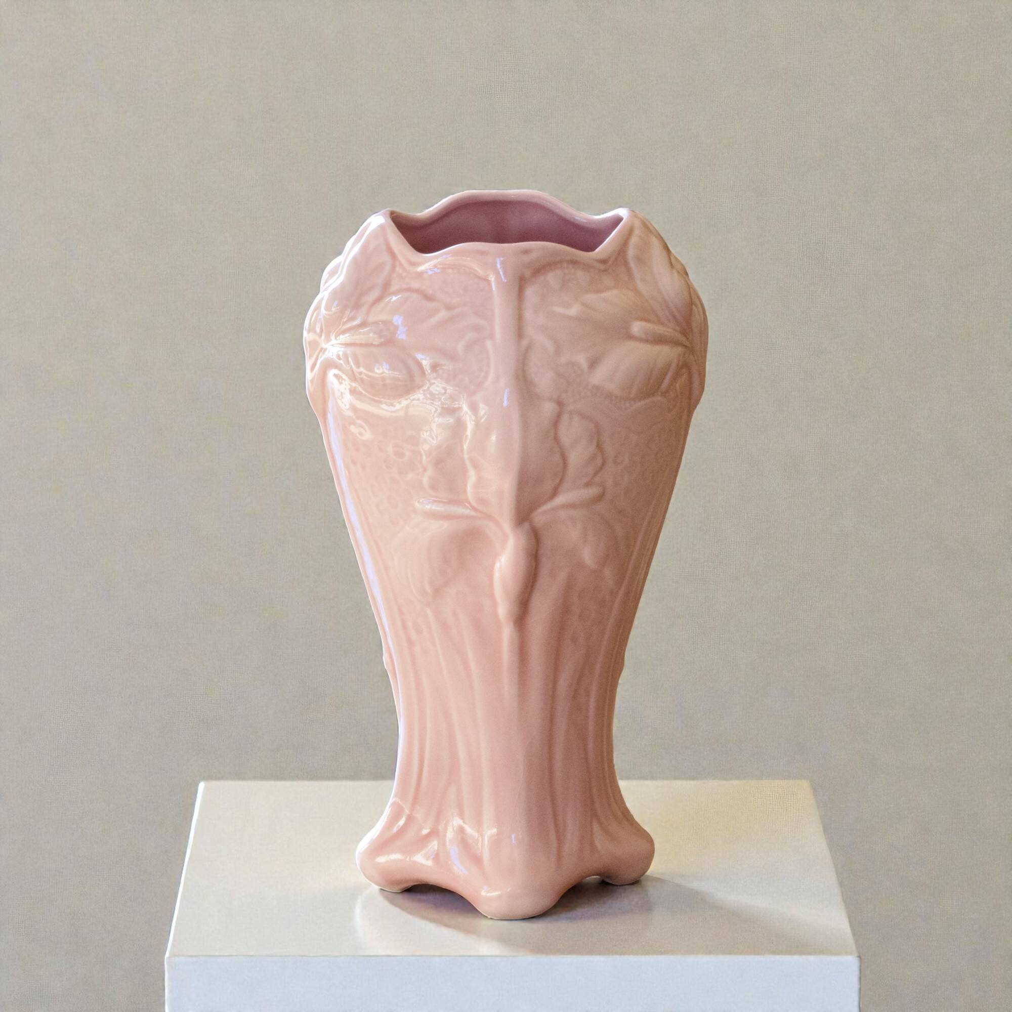 Large antique Art Nouveau majolica vase signed Salis-les-Bains