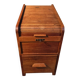 Vintage French oak office rolling cabinet with tambour door, 1950s.