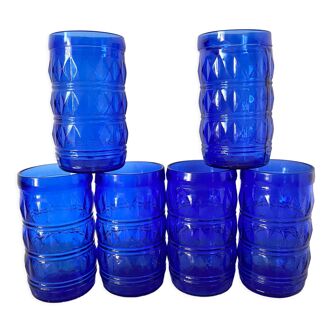 Vintage cobalt blue water glasses Francesinho Brazil