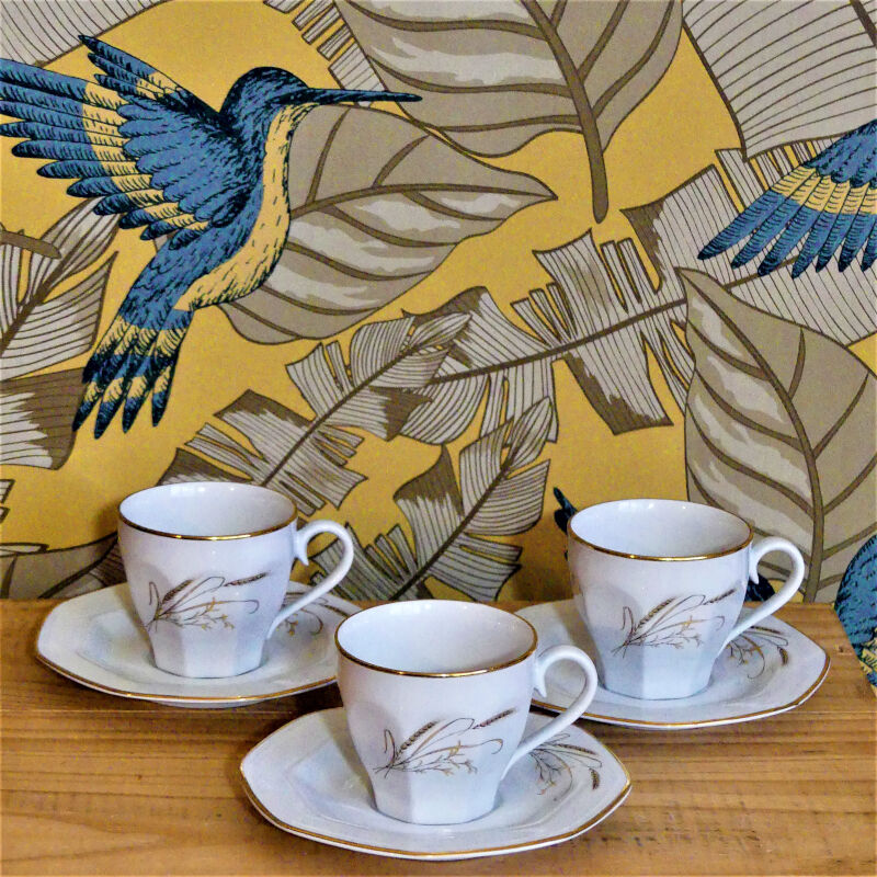 Six tasses à café vintage en porcelaine italienne estampillées Tognana