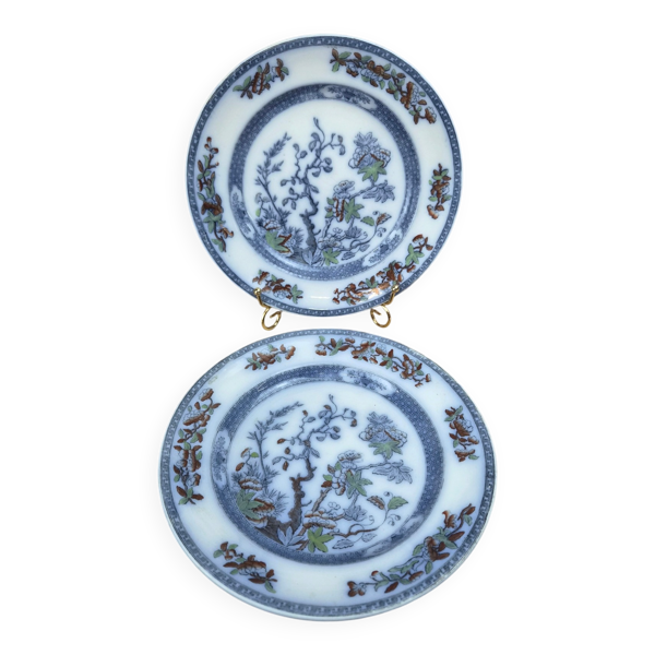 Lot de 2 assiettes plates / semi-creuses vintage Copeland England – décor japonisant