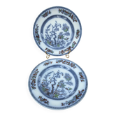 Set of 2 flat/semi-deep vintage plates Copeland England – Japonese-style decoration