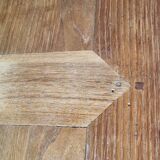 Solid oak farmhouse table, one drawer, vintage, early 20th century.