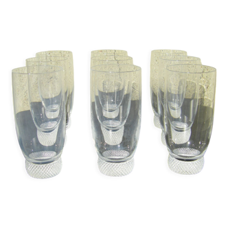 Series of nine Villeroy and Boch crystalline glasses. Model Octavie