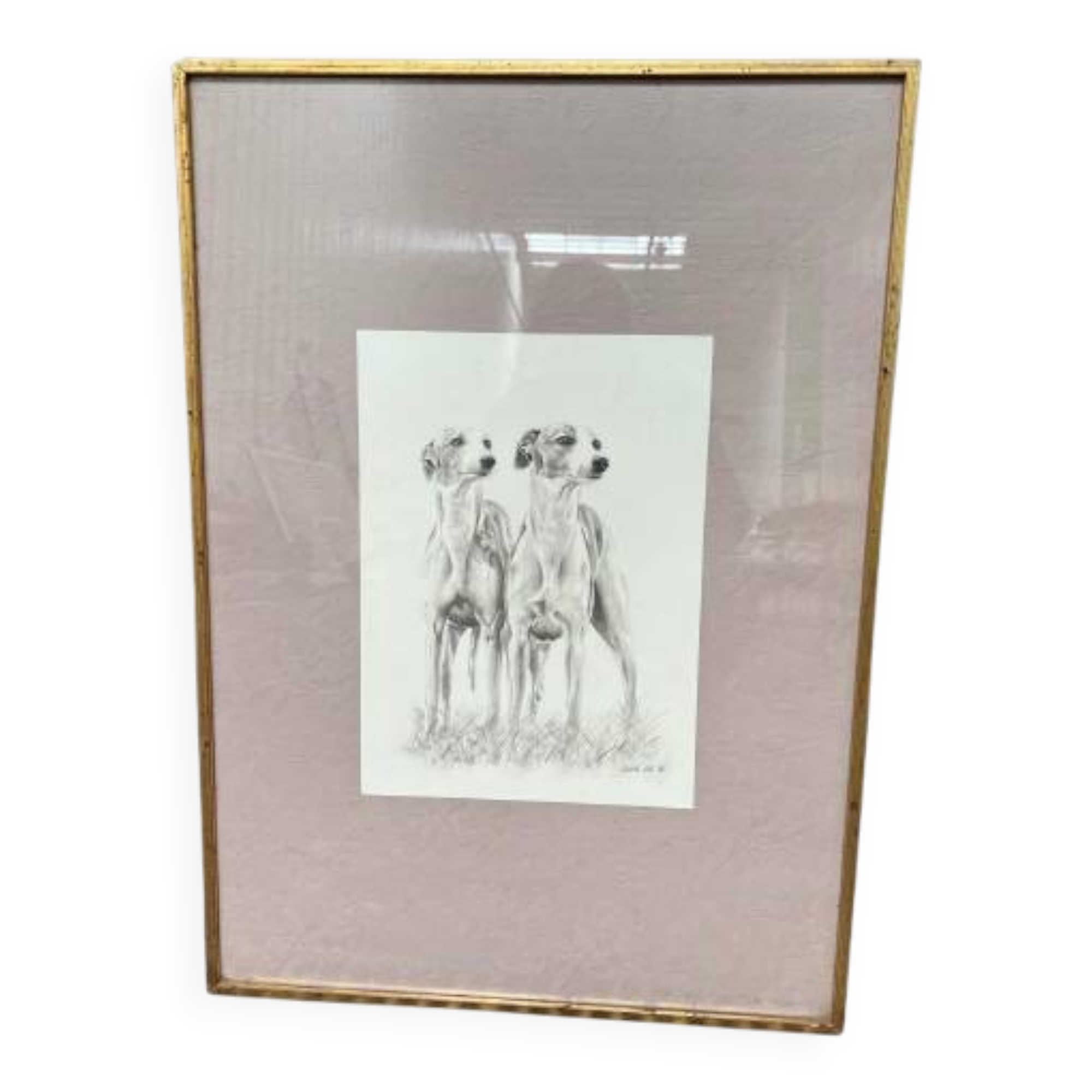 Framed animal drawing signed Cybèle