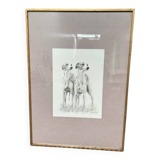 Framed animal drawing signed Cybèle