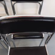 Set of 6 vintage Italian stackable chairs in chrome metal and skai.