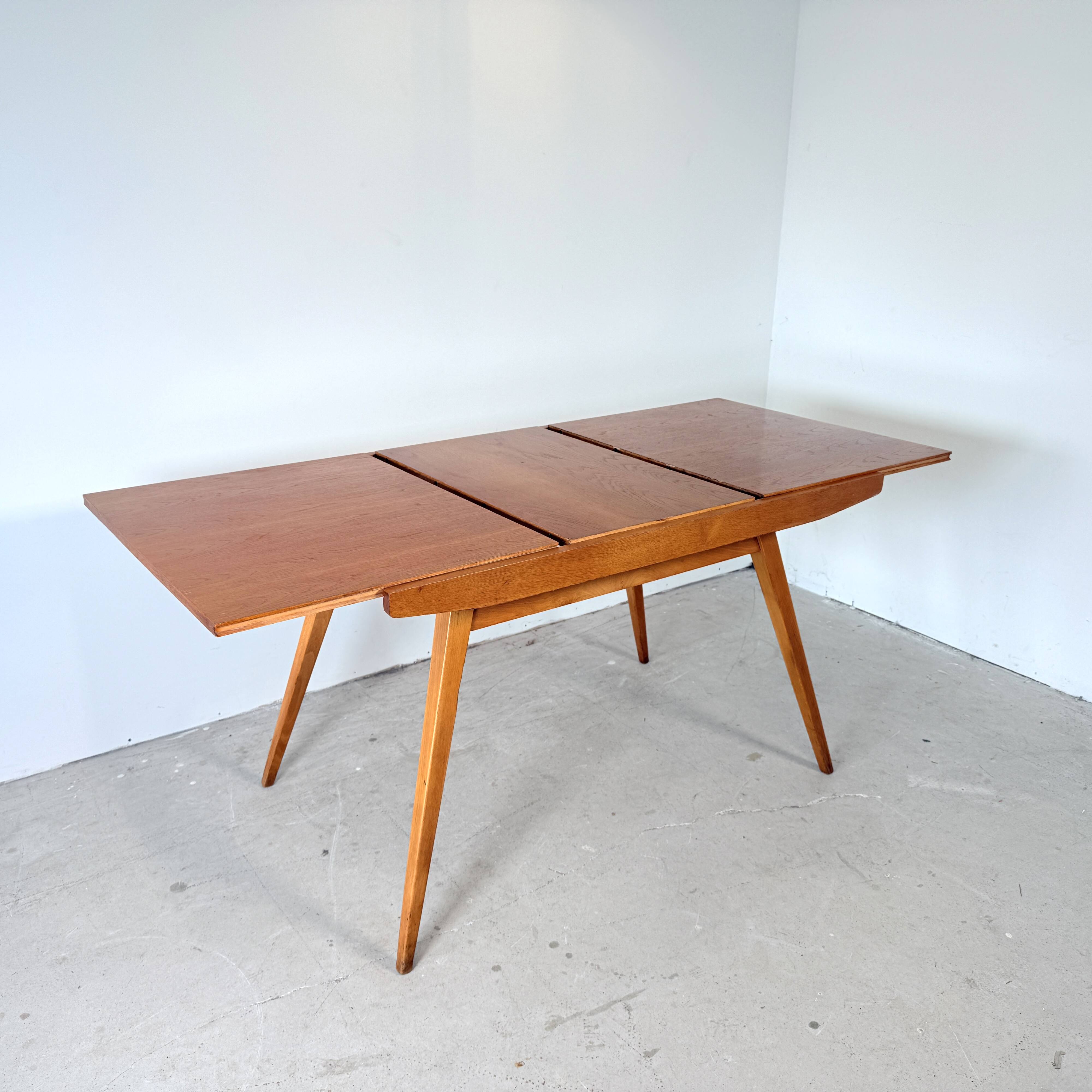 Vintage extendable oak table, František Jirák