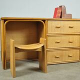 Vintage BAMBOO Writer’s Desk with Drawers, Italy 1980