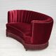 1970s, Danish 2-seater "Banana" sofa, original cherry-red velour.