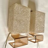 Pair of 70s plexiglas wall lights
