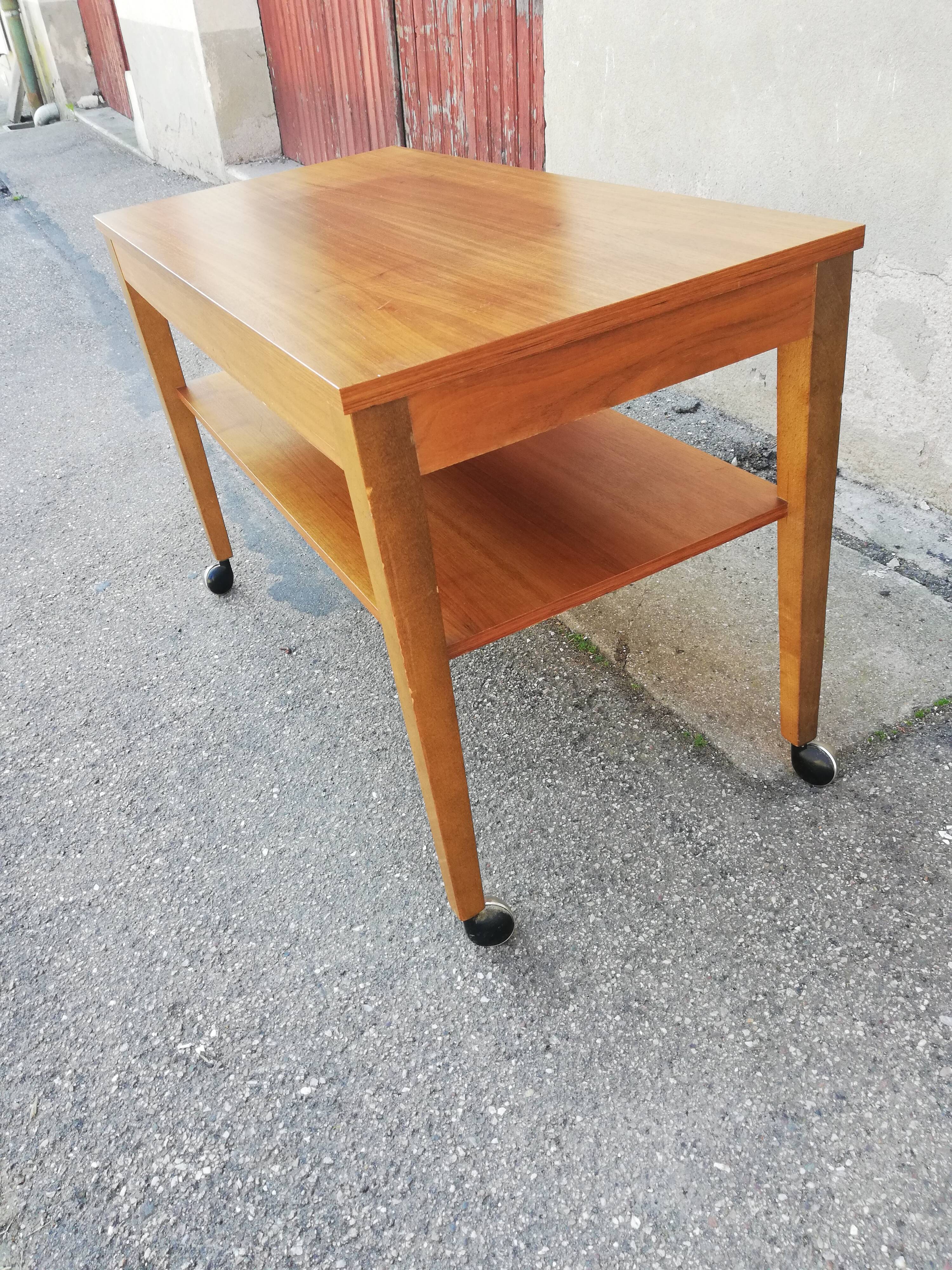 Table basse vintage bois 2 plateaux