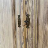 Small antique wardrobe in solid pitch pine.