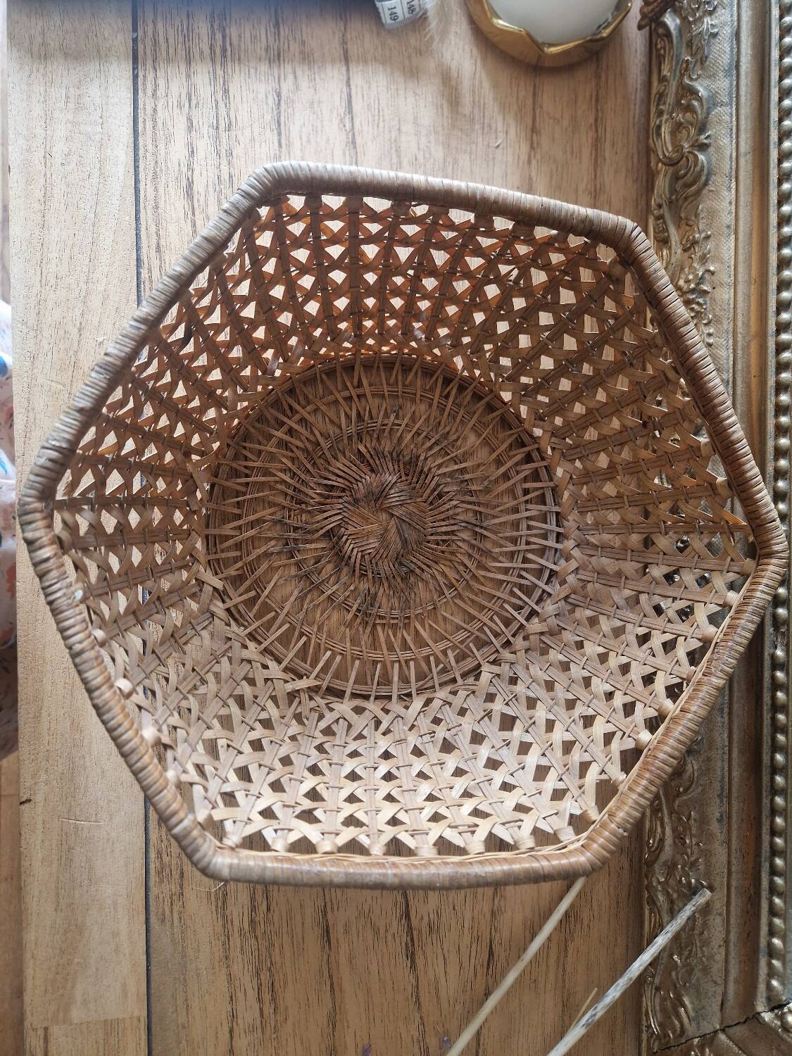 Antique vintage basket with cane style