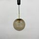 Suspension boule en laiton et verre fumé de Limburg Glashütte, années 1970