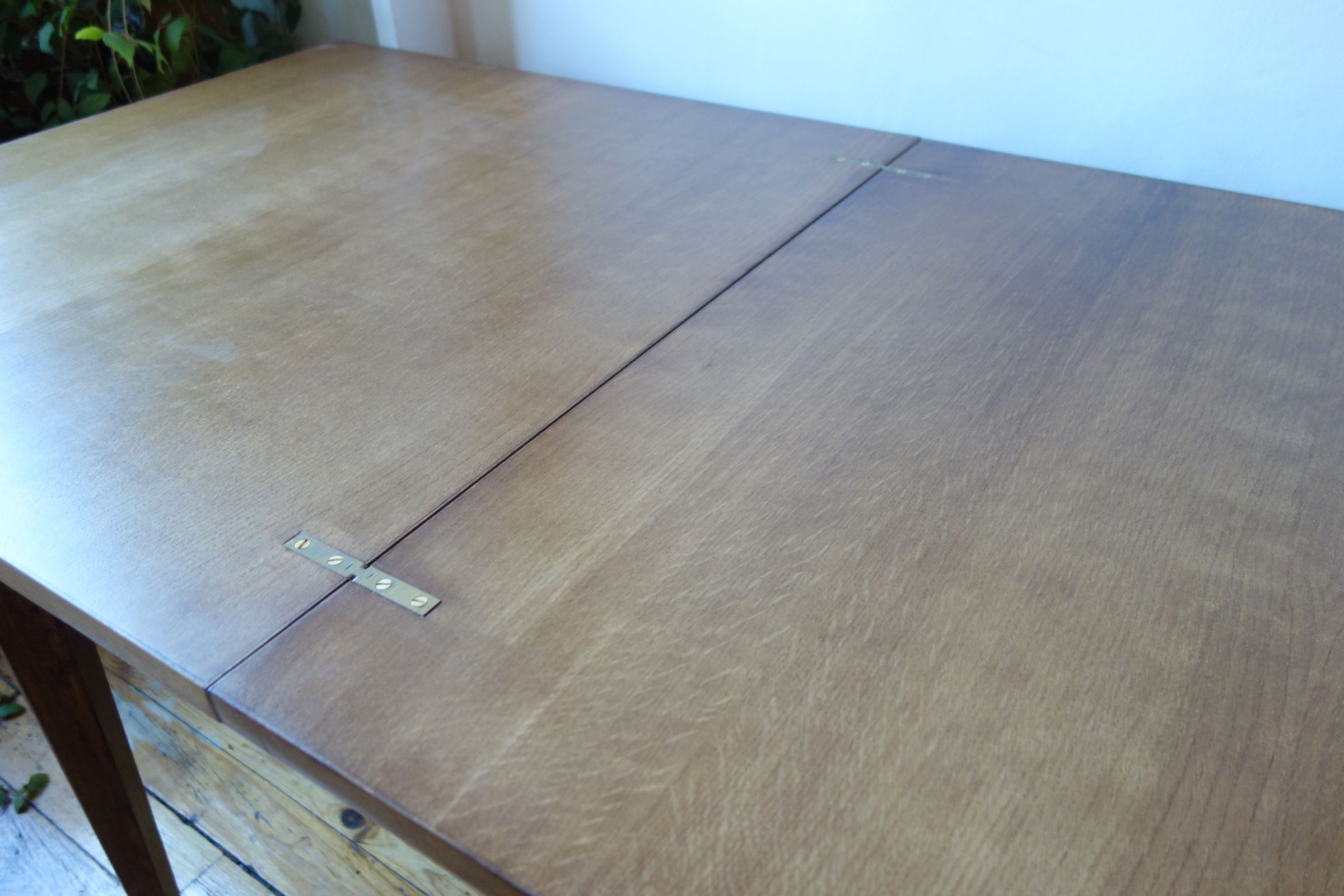 Wooden game table 1950 1960, fold-out tray (80x80x75)