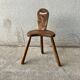 Brutalist tripod stool with backrest, France, vintage 1950s