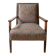 Fauteuil Ancien en Bois Massif et Tissu Rouge et Vert