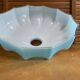 Old Suspension Opaline Blue Lampshade White Interior + Brass #E