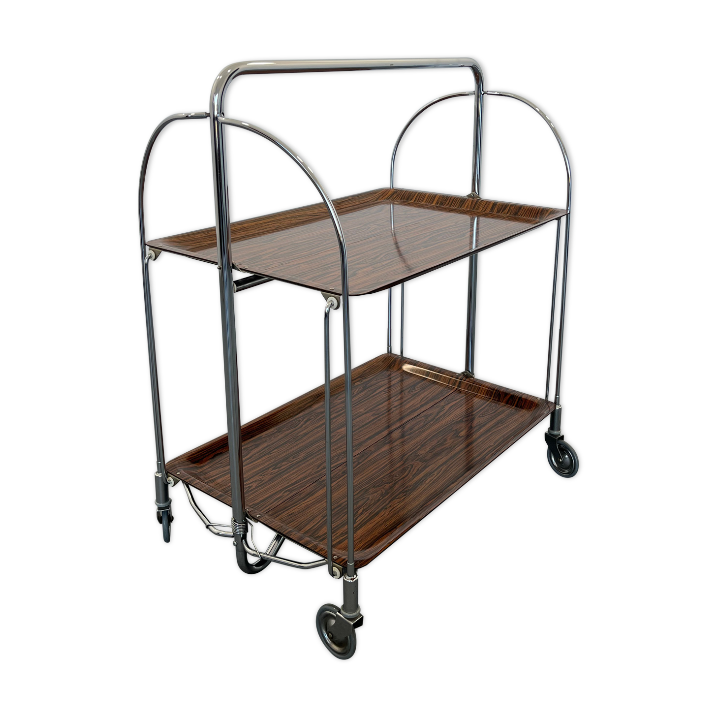 Mid-century foldable serving trolley from bremshey solingen,1960s