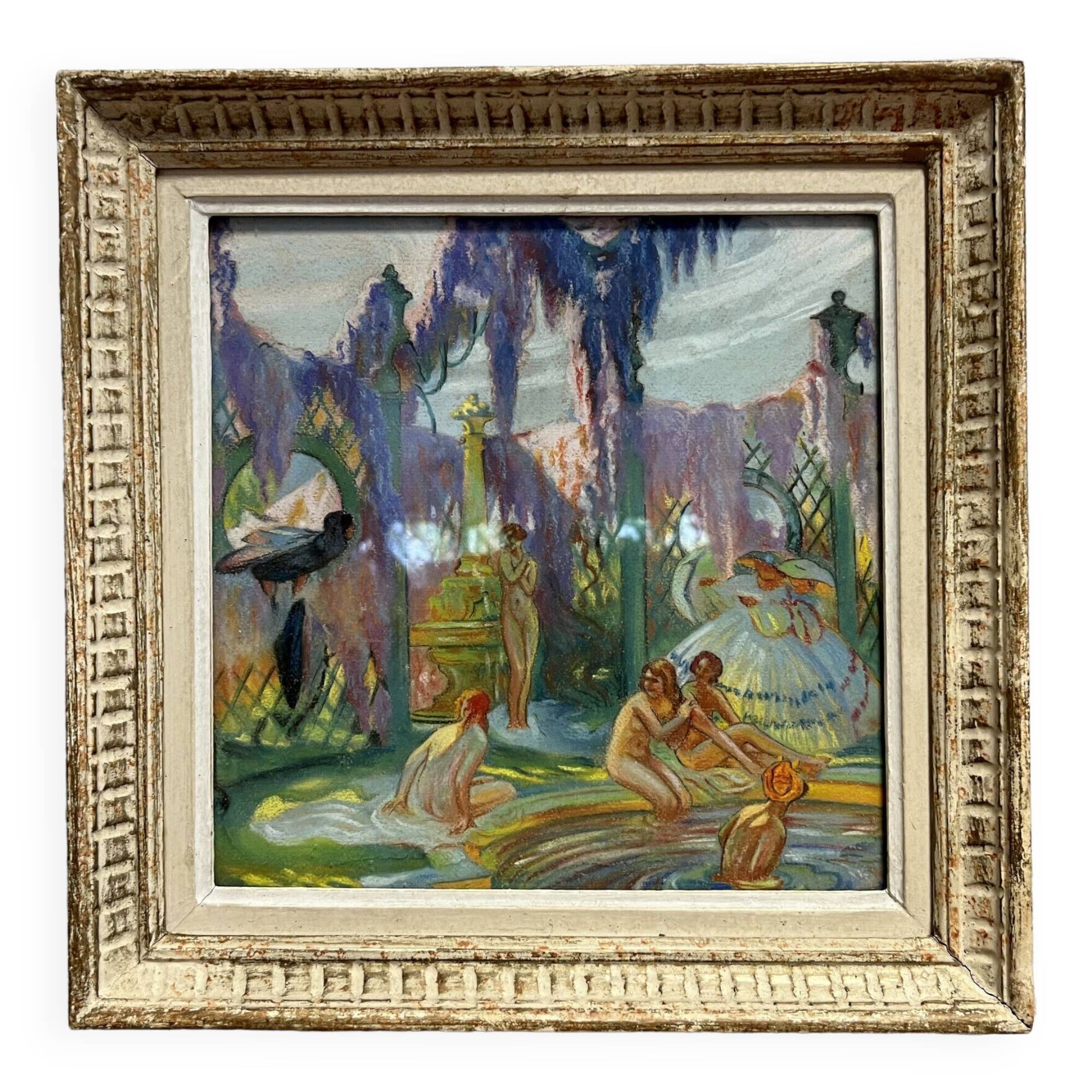 Pastel painting on wove paper Art Deco period around 1930